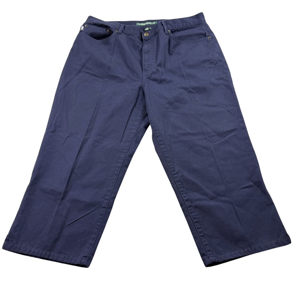 Lauren Jeans Co Ralph Lauren‎ Navy Straight Cotton Pants Women 14